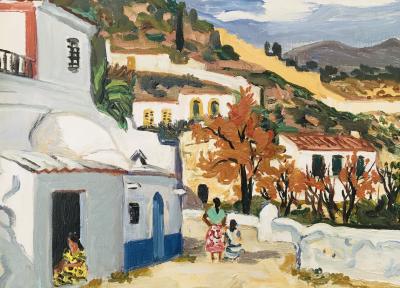 Yves BRAYER - Quartier de l’Albacin, Grenade, 1980 - Huile sur toile signée 2
