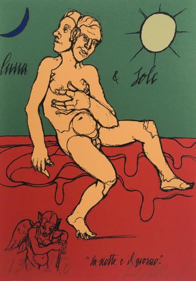 Valerio ADAMI - Luna & Sole, 2017 - Tirage pigmentaire signé 2