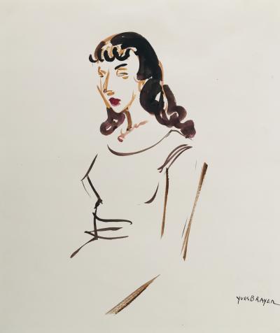 Yves BRAYER - Elégante, 1952 - Aquarelle originale signée 2