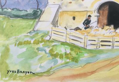 Yves BRAYER - Bergerie en Provence, Le Destet, 1973 - Aquarelle originale signée 2