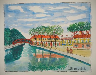 Elisée MACLET : La Deule près de Lille - Aquarelle signée 2