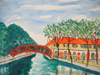 Elisée MACLET : La Deule près de Lille - Aquarelle signée 2