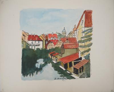 Elisée MACLET : La Petite France à Strasbourg - Aquarelle signée 2