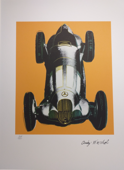 ANDY WARHOL (d’après) - MERCEDES W125 fond orange Circa 1995 - Granolithographie