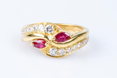 Bague rubis diamant en or jaune 18 carats 2