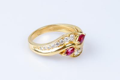 Bague rubis diamant en or jaune 18 carats 2