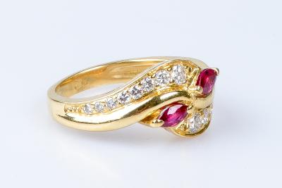Bague rubis diamant en or jaune 18 carats 2
