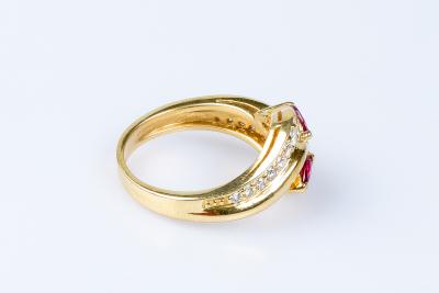 Bague rubis diamant en or jaune 18 carats 2