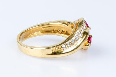 Bague rubis diamant en or jaune 18 carats 2