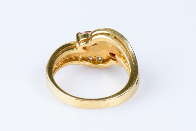 Bague rubis diamant en or jaune 18 carats 2