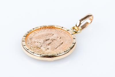 Pendentif pièce Estados Unidos Mexicanos de 2 Pesos de l'année 1945 en or rose 18 carats 2