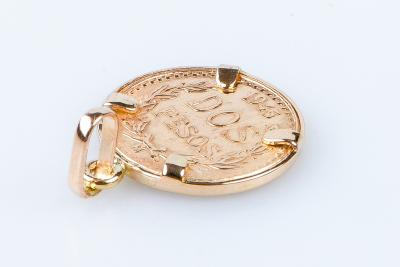 Pendentif pièce Estados Unidos Mexicanos de 2 Pesos de l'année 1945 en or rose 18 carats 2