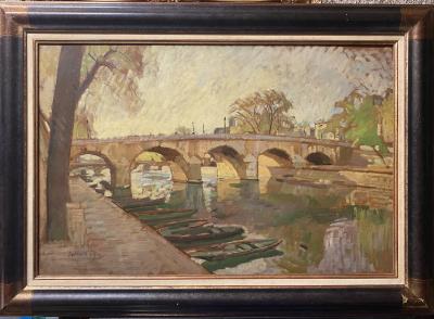 Bertrand PY (1895-1973)  - Pont à Paris - Huile sur toile 2