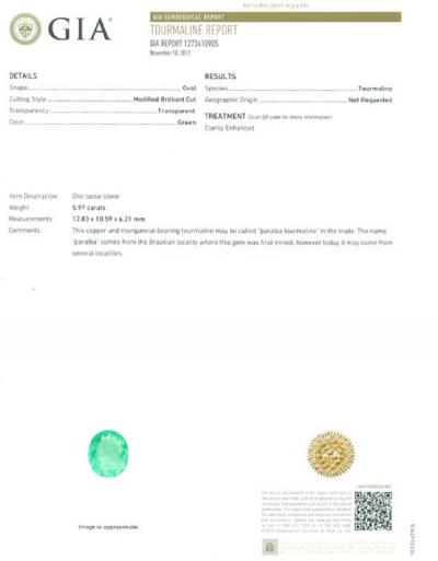 5,97 carats. Tourmaline Paraïba Vert Néon 2