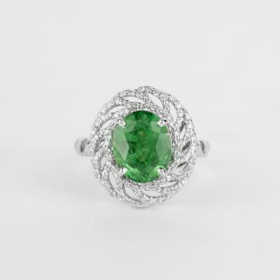 Bague Or Blanc Grenat Tsavorite & Diamant 2