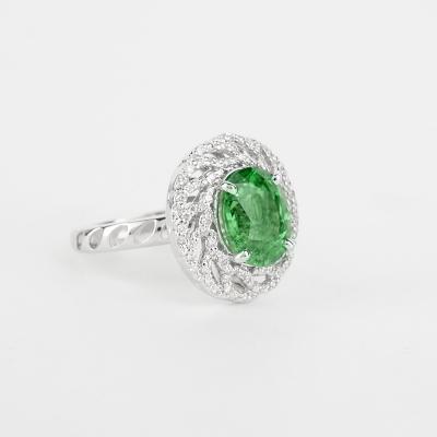 Bague Or Blanc Grenat Tsavorite & Diamant 2