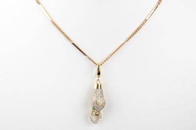 Collier pendentif serpent émeraude en or jaune 18 carats 2