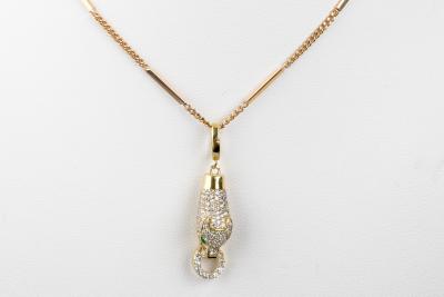 Collier pendentif serpent émeraude en or jaune 18 carats 2