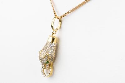 Collier pendentif serpent émeraude en or jaune 18 carats 2