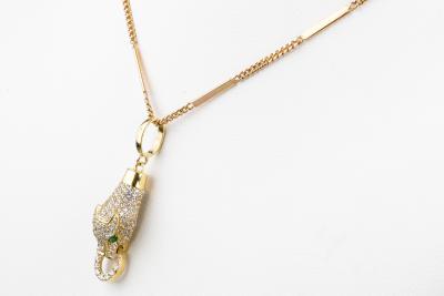 Collier pendentif serpent émeraude en or jaune 18 carats 2