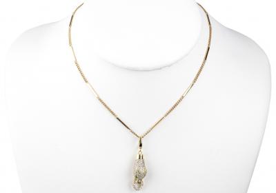 Collier pendentif serpent émeraude en or jaune 18 carats 2