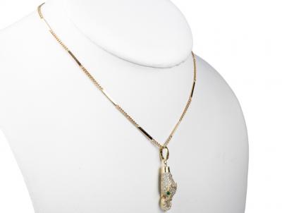 Collier pendentif serpent émeraude en or jaune 18 carats 2