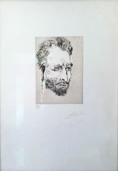 Salvador DALI - Portrait de Van Gogh à l’oreille coupée - Pointe sèche et eau-forte 2
