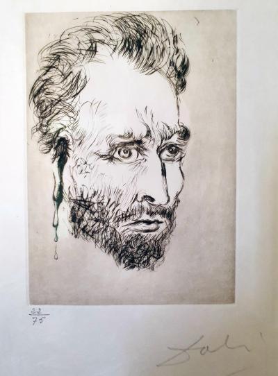 Salvador DALI - Portrait de Van Gogh à l’oreille coupée - Pointe sèche et eau-forte 2