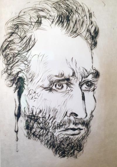 Salvador DALI - Portrait de Van Gogh à l’oreille coupée - Pointe sèche et eau-forte 2