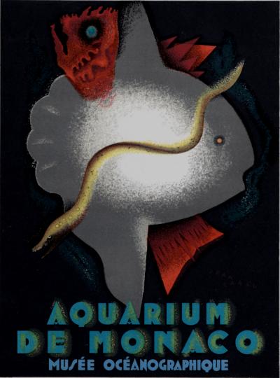 Jean CARLU - Aquarium de Monaco, 1928 - Original lithograph on paper 2