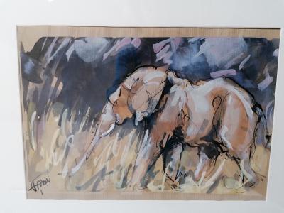 Antoine Faure (1975) - L’éléphant (2021) - Gouache et encore sur papier 2