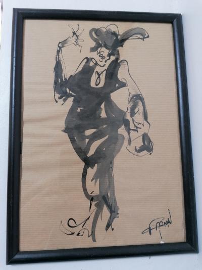 Antoine Faure (1975) - Femme extravagante, 2021 - Encre de Chine sur papier ceaft 2
