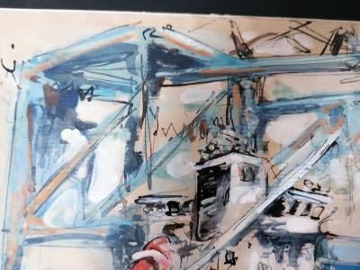 Antoine Faure (1975) - Paquebot à quai, 2021 - Gouache et encore sur papier 2