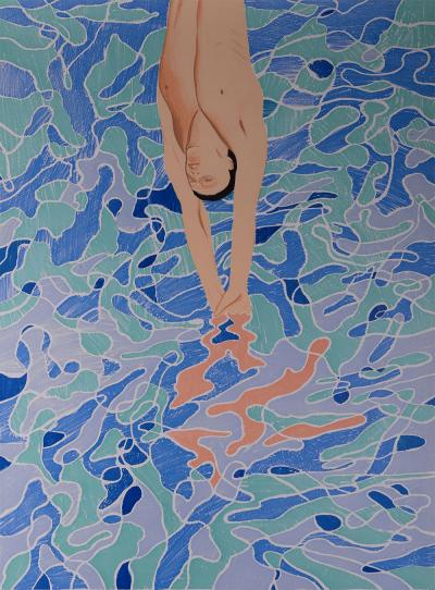 David HOCKNEY - Le plongeur, Jeux olympiques de Munich, 1972 - Affiche lithographique originale 2
