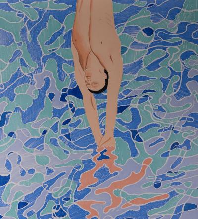 David HOCKNEY - Le plongeur, Jeux olympiques de Munich, 1972 - Affiche lithographique originale 2
