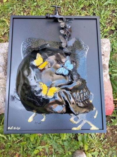 Emilio MORTINI - Crâne et papillon, 1998 – Sculpture 2