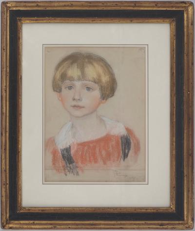 Jean-Gabriel Domergue - Giovane ragazza con taglio di capelli da ragazzo - Disegno a pastello originale, firmato