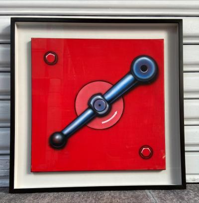 Peter Klasen - Verrou/ Version fond rouge, 1998 - Acrylique sur toile 2