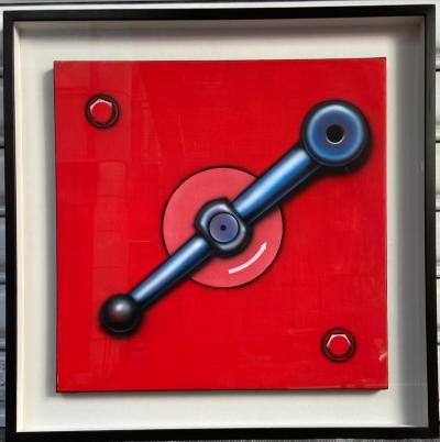Peter Klasen - Verrou/ Version fond rouge, 1998 - Acrylique sur toile 2