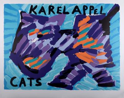 Karel APPEL - Chats, 1978 - Grande lithographie sur papier. 2