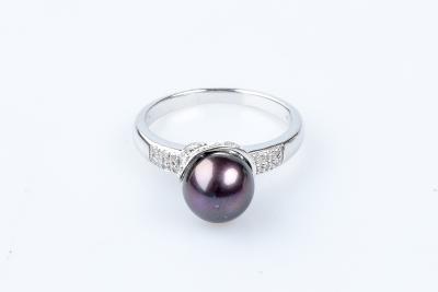 Bague diamant perle de Tahiti en or blanc 18 carats 2