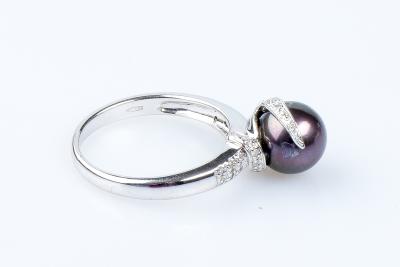 Bague diamant perle de Tahiti en or blanc 18 carats 2