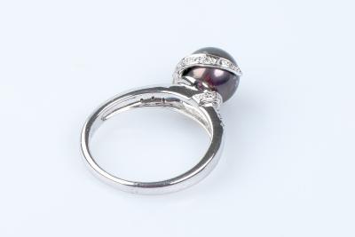 Bague diamant perle de Tahiti en or blanc 18 carats 2