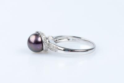 Bague diamant perle de Tahiti en or blanc 18 carats 2