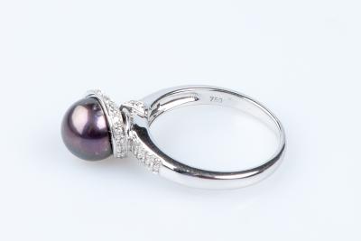 Bague diamant perle de Tahiti en or blanc 18 carats 2