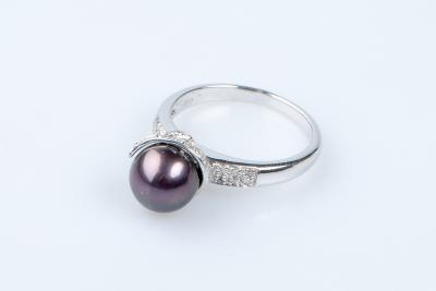 Bague diamant perle de Tahiti en or blanc 18 carats 2
