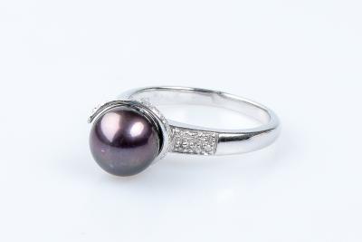 Bague diamant perle de Tahiti en or blanc 18 carats 2
