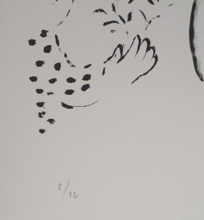 Marc Chagall - Amoureux au bouquet et au coq - Lithographie originale, Signée 2