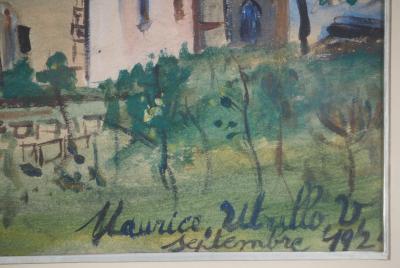 Maurice Utrillo - Eglise Saint Bernard - Aquarelle et Gouache originale, Signée 2