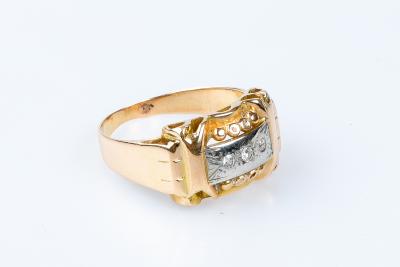 Bague ancienne diamant en or bicolore 18 carats 2